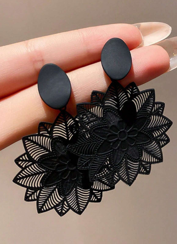 Hollow Cut Out Flower - Black