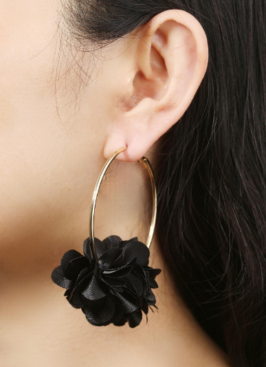 Cluster Flower Hoop - Black