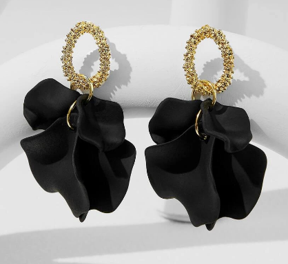 Black Petal Earrings