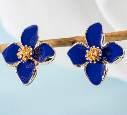 Flower Stud - Blue/Gold