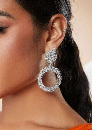 Textured Hoops - Silver