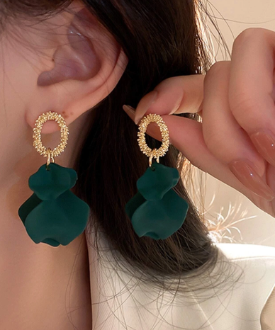 Green Petal Earrings