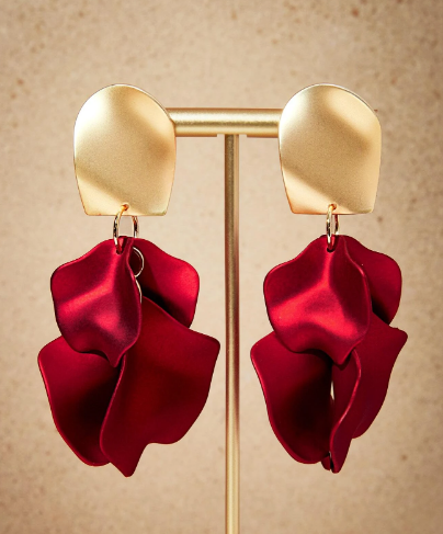 Red Petal Earrings